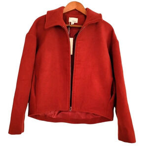 The Korner Red Brick Jacket zip up longsleeves size S Collared pockets women's